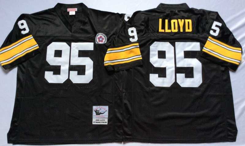 Mens Pittsburgh Steelers #95 Greg Lloyd Black Throwback Stitched Football Jersey