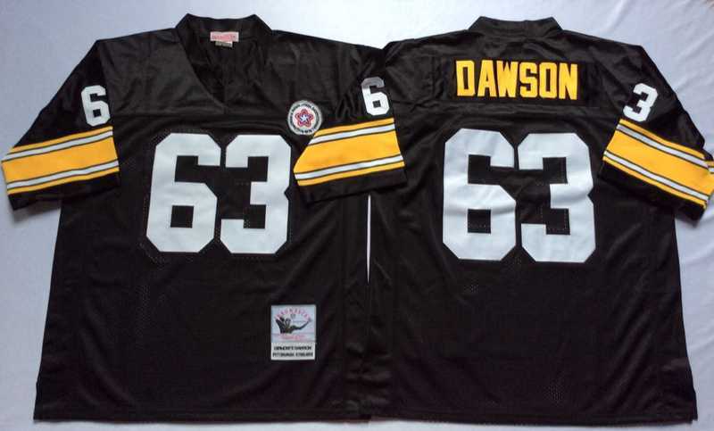 Mens Pittsburgh Steelers #63 Dermontti Dawson Black Throwback Stitched Football Jersey