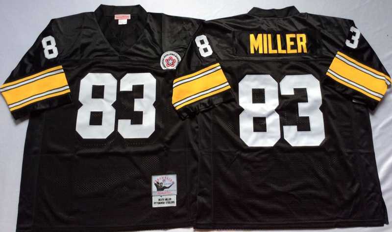 Mens Pittsburgh Steelers #83 Heath Miller Black Throwback Stitched Football Jersey