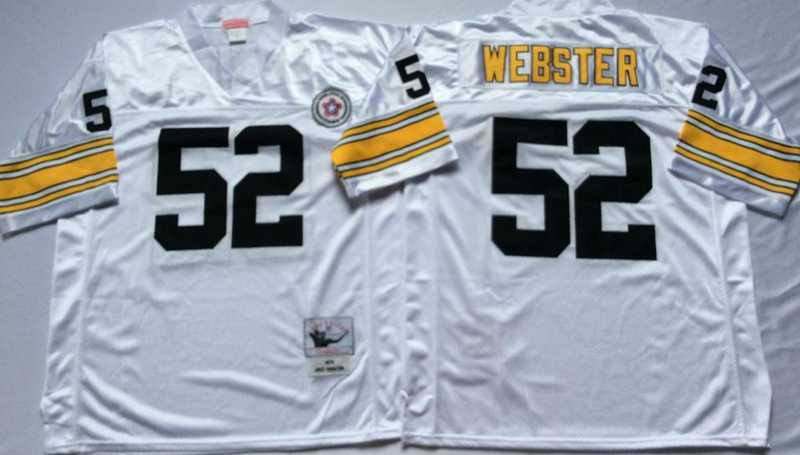 Mens Pittsburgh Steelers #52 Mike Webster White Throwback Stitched Football Jersey