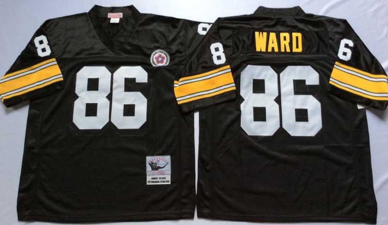 Mens Pittsburgh Steelers #86 Hines Ward Black Throwback Stitched Football Jersey