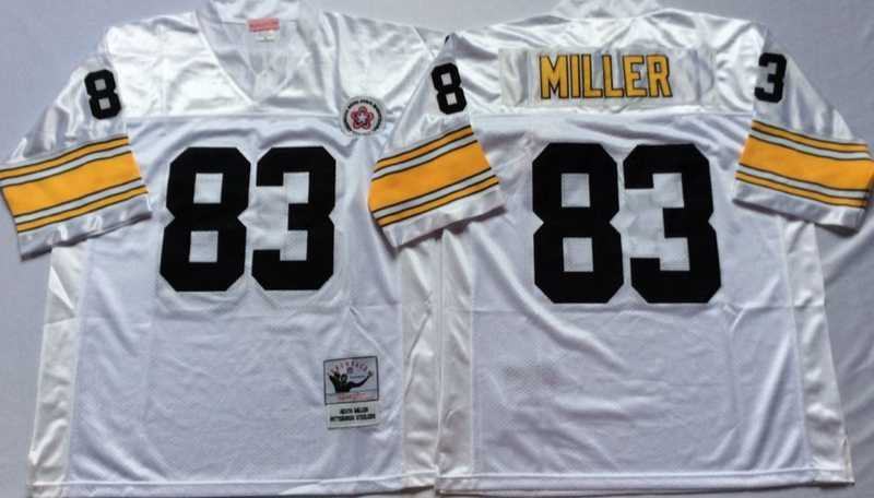 Mens Pittsburgh Steelers #83 Heath Miller White Throwback Stitched Football Jersey