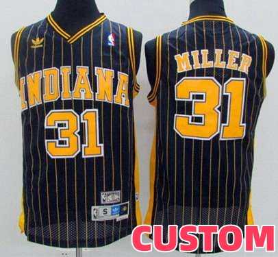 Mens Indiana Pacers Custom Navy Blue Pinstirpe Hardwood Classics Soul Swingman Throwback Jersey->->Custom Jersey