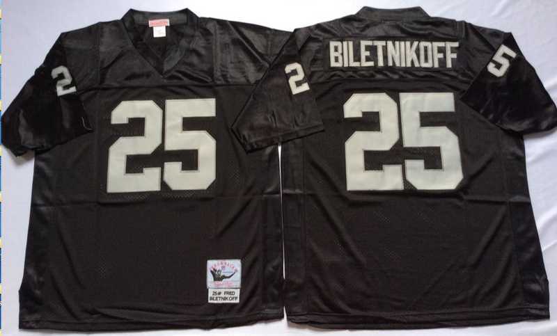 Mens Raiders #25 Fred Biletnikoff Black Throwback Stitched Football Jersey