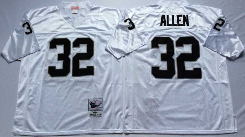 Mens Raiders #32 Marcus Allen White Throwback Stitched Football Jersey