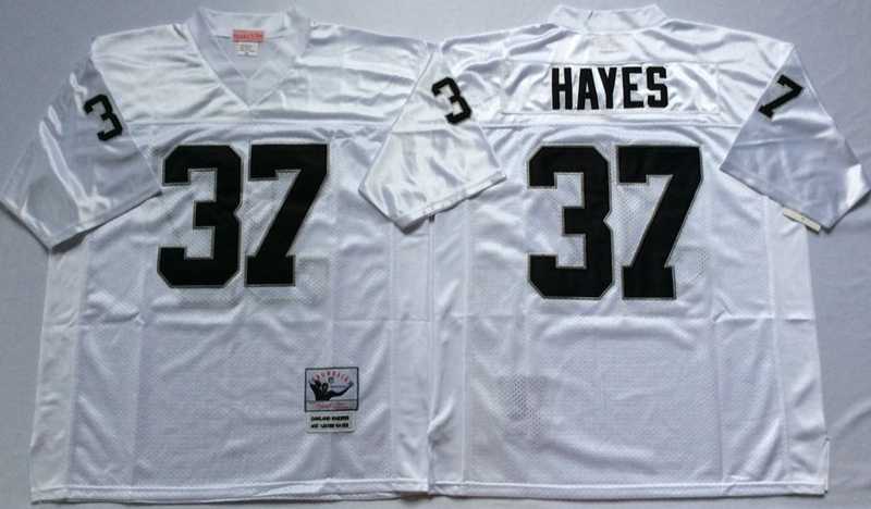 Mens Raiders #37 Lester Hayes White Throwback Stitched Football Jersey