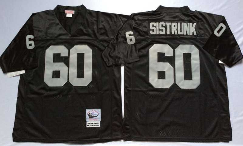 Mens Raiders #60 Otis Sistrunk Black Throwback Stitched Football Jersey