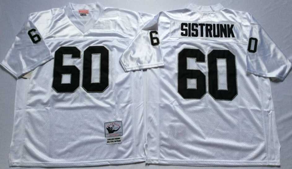 Mens Raiders #60 Otis Sistrunk White Throwback Stitched Football Jersey