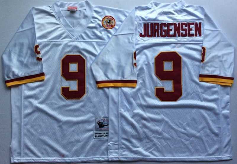 Mens Redskins #9 Sonny Jurgensen White Throwback Stitched Football Jersey