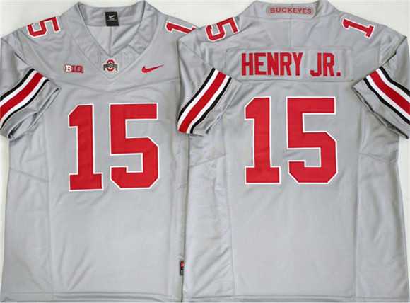 Mens Ohio State Buckeyes #15 Chris Henry Jr Gray 2025 F.U.S.E. Limited Stitched Jersey