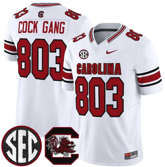 Mens South Carolina Fighting Gamecocks #803 Cock Gang White 2026 F.U.S.E. Stitched Nike Jersey Dzhi
