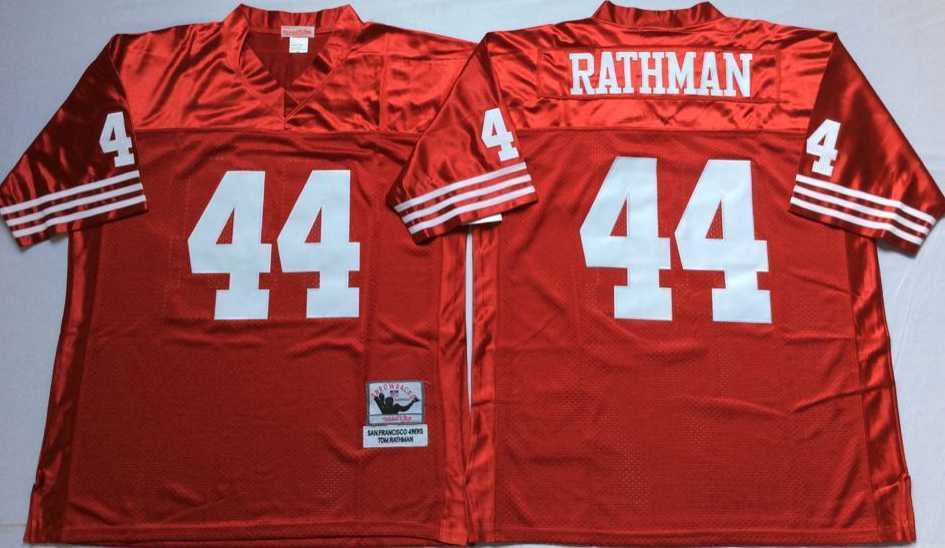 Mens San Francisco 49ers #44 Tom Rathman Red Throwback Stitched Football Jersey