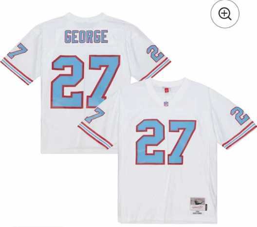 Mens Tennessee Titans #27 Eddie George White Stitched Mitchell & Ness Throwback Jersey Dzhi