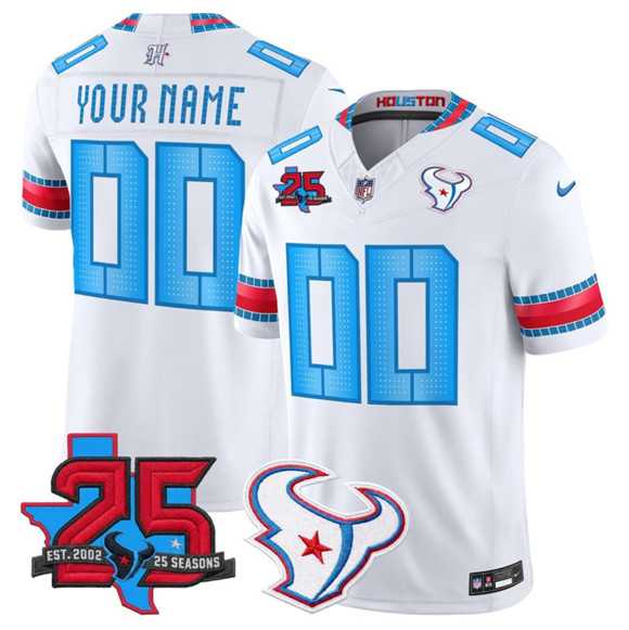 Mens Houston Texans Active Player Custom White 2026 F.U.S.E.  Rivalries Collection With 25th Anniversary Patch Limited Football Stitched Jersey