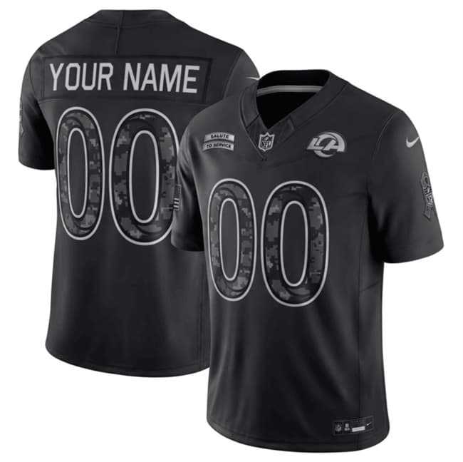 Mens Los Angeles Rams Active Player Custom Black F.U.S.E. 2026 Salute to Service Limited Football Stitched Jersey