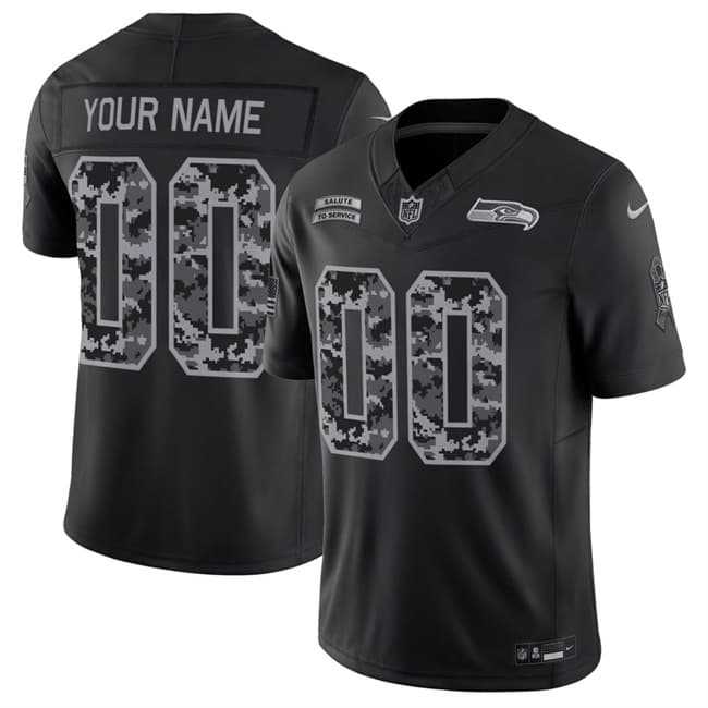 Mens Seattle Seahawks Active Player Custom Black F.U.S.E. 2026 Salute to Service Limited Football Stitched Jersey