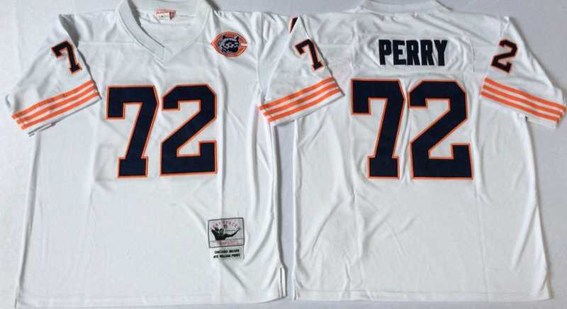 Mens Chicago Bears #72 William Perry White Throwback Stitched Football Jersey