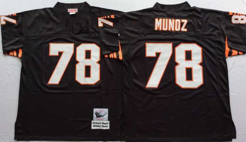 Mens Cincinnati Bengals #78 Anthony Munoz Black Throwback Stitched Football Jersey