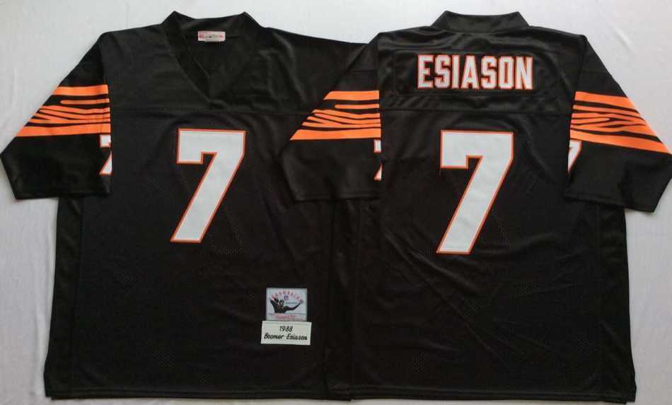 Mens Cincinnati Bengals #7 Boomer Esiason Black Throwback Stitched Football Jersey