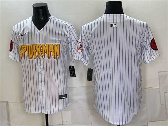 Mens New York Yankees X Spider-Man Blank White Limited Stitched Jersey