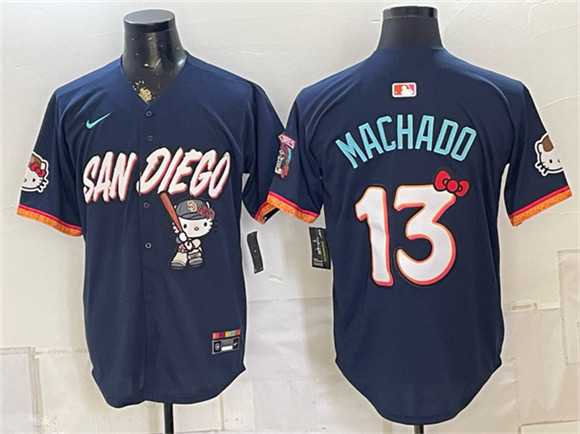 Mens San Diego Padres X Hello Kitty #13 Manny Machado Obsidian 2026 City Connect Stadium Stitched Jersey
