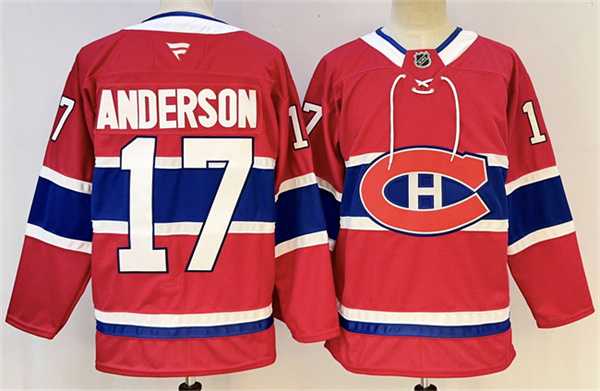 Mens Montreal Canadiens #17 Josh Anderson Red 2024-25 Stitched Jersey