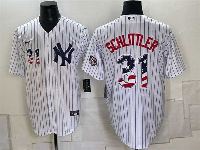 Mens New York Yankees #31 Cam Schlittler White 2026 All-Star Edition Stars & Stripes Stadium Pick-A-Player Stitched Jersey Dzhi