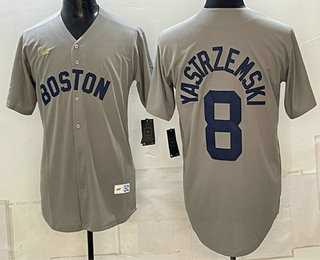 Mens Boston Red Sox #8 Carl Yastrzemski Grey Cooperstown Collection Limited Stitched Jersey