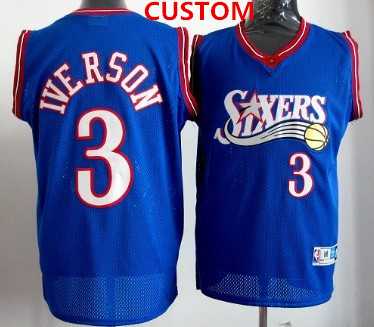 Mens Philadelphia 76ers Custom blue swingman throwback jersey