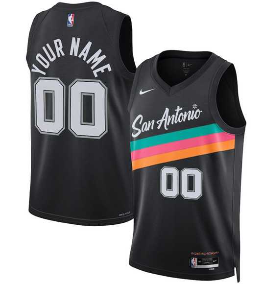 Mens San Antonio Spurs ActiVE Player Custom Black 2025-26 City Edition Swingman Stitched Basketball Jersey