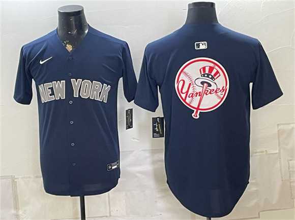 Mens New York Yankees Team Big Logo Navy Limited Stitched Baseball Jersey