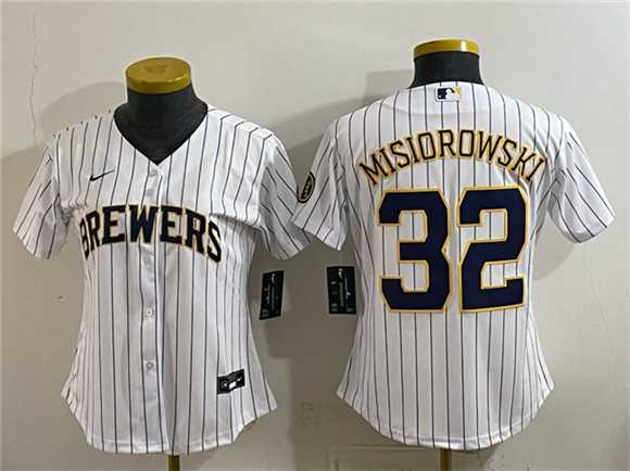 Womens Milwaukee Brewers #32 Jacob Misiorowski White Cool Base Stitched Jersey(Run Small)