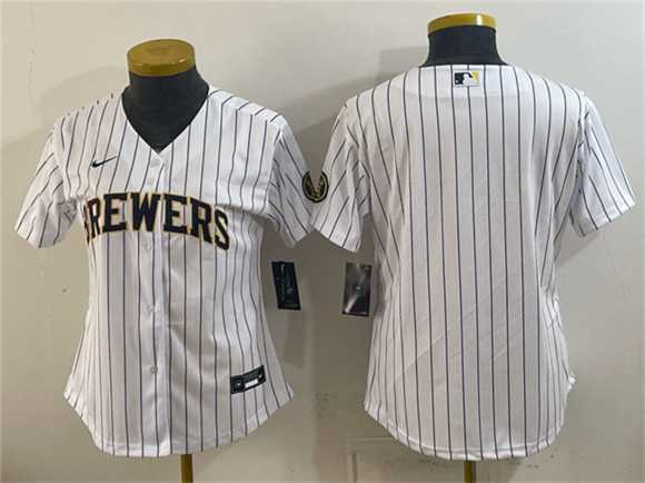 Womens Milwaukee Brewers Blank White Cool Base Stitched Jersey(Run Small)