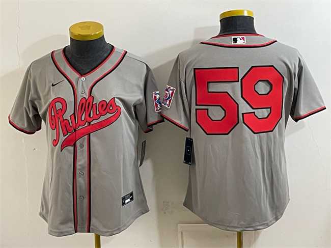 Womens Philadelphia Phillies #59 Jhoan Duran Gray 2026 Field of Dreams Stadium Stitched Jersey(Run Small)