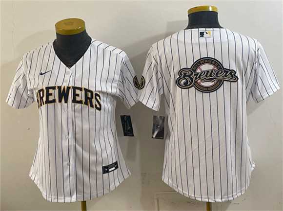 Youth Milwaukee Brewers Team Big Logo White Cool Base Stitched Jersey