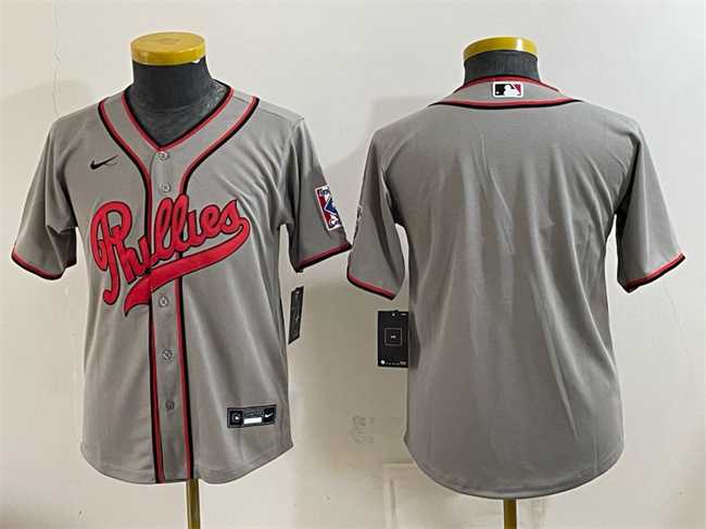Youth Philadelphia Phillies Blank Gray 2026 Field of Dreams Stadium Stitched Jersey