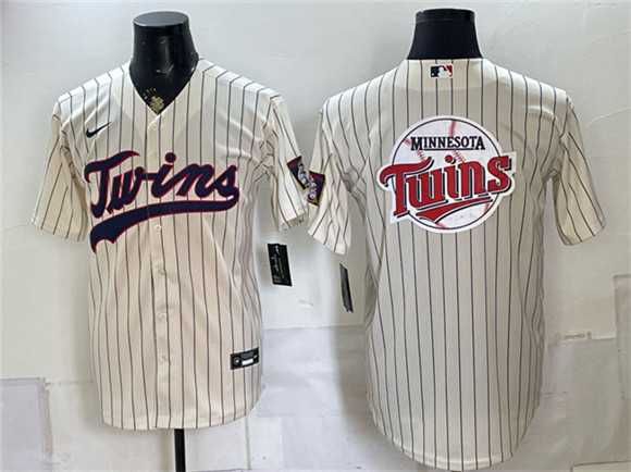 Mens Minnesota Twins Team Big Logo Cream 2026 Field of Dreams Stadium Stitched Jersey Dzhi