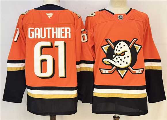 Mens Anaheim Ducks #61 Cutter Gauthier Orange 2026 Home Stitched Hockey Jersey