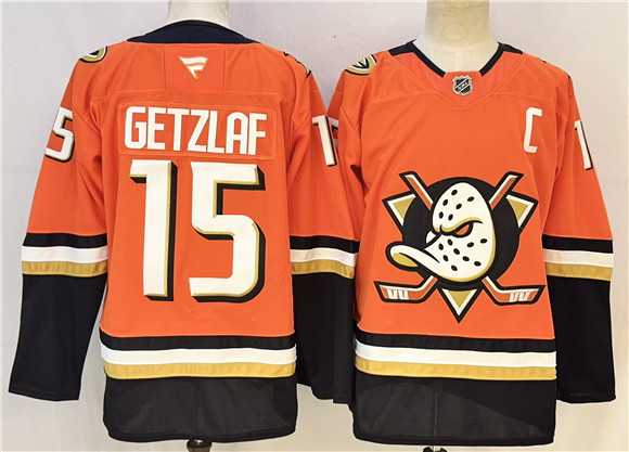Mens Anaheim Ducks #15 Ryan Getzlaf Orange 2026 With C Patch Home Stitched Hockey Jersey