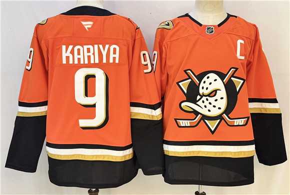 Mens Anaheim Ducks #9 Paul Kariya Orange 2026 With C Patch Home Stitched Hockey Jersey
