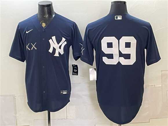 Mens New York Yankees x KAWS #99 Aaron Judge Navy Stadium Stitched Jersey
