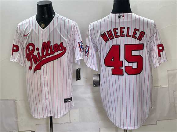 Mens Philadelphia Phillies #45 Zack Wheeler White 2026 Field of Dreams Stadium Stitched Jersey