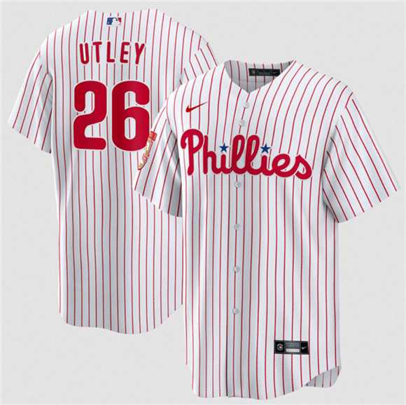 Mens Philadelphia Phillies #26 Chase Utley White 2026 Cool Base Stitched Jersey Dzhi