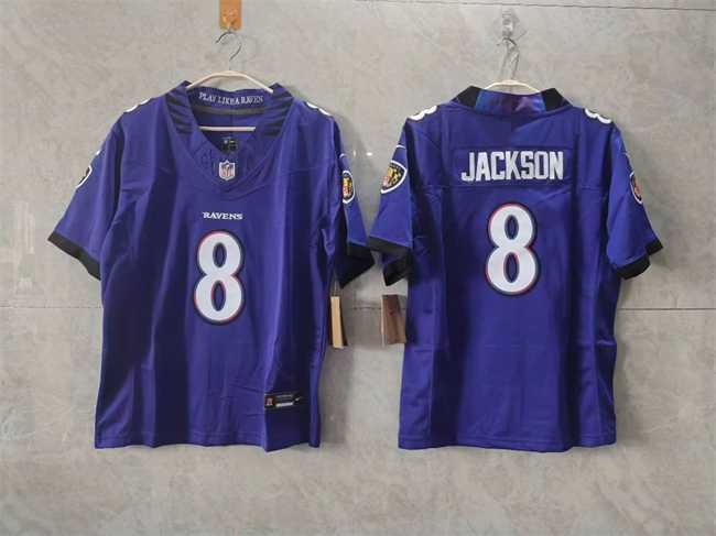 Womens Baltimore Ravens #8 Lamar Jackson Purple F.U.S.E. Vapor Jersey(Run Small)->baltimore ravens->NFL Jersey