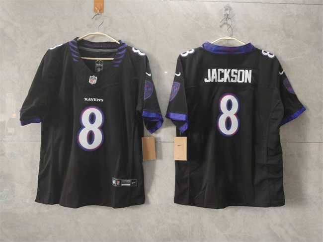 Womens Baltimore Ravens #8 Lamar Jackson Black F.U.S.E. Vapor Jersey(Run Small)->baltimore ravens->NFL Jersey