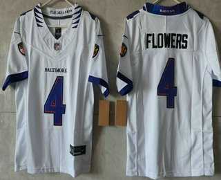 Womens Baltimore Ravens #4 Zay Flowers Limited White Vapor FUSE Jersey->baltimore ravens->NFL Jersey