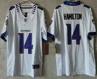 Womens Baltimore Ravens #14 Kyle Hamilton Limited White Vapor FUSE Jersey->baltimore ravens->NFL Jersey