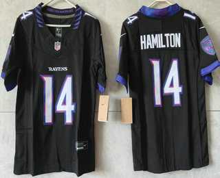 Womens Baltimore Ravens #14 Kyle Hamilton Limited Black Vapor FUSE Jersey->baltimore ravens->NFL Jersey