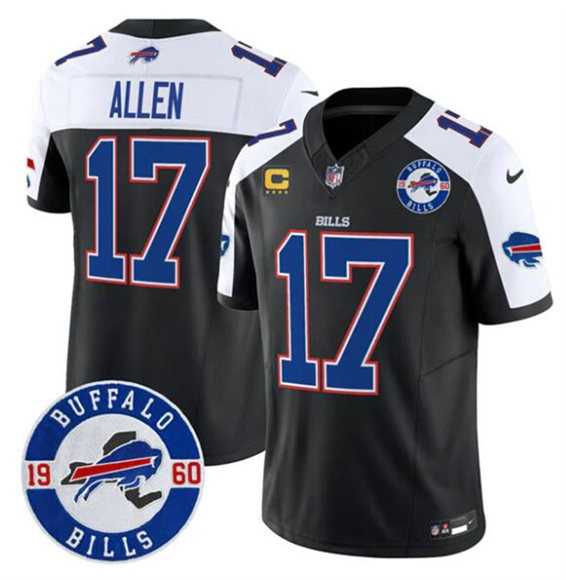 Mens Buffalo Bills #17 Josh Allen Black Alternate F.U.S.E. 4-Star C With Est. 1960 Patch Vapor Untouchable Limited Stitched Jersey Dzhi