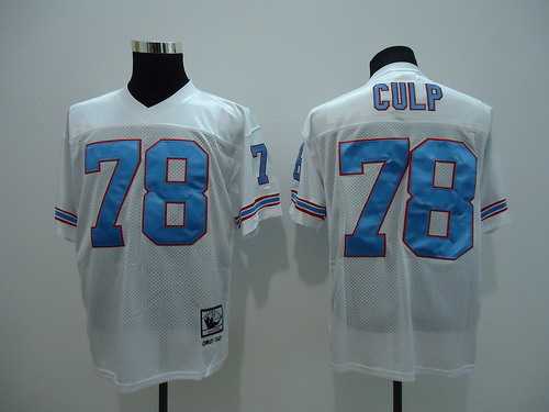 Mens Houston Oilers #78 Cuyley Culp White Throwback Stitched Football Jersey
